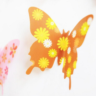 

12pcs PVC 3D Butterfly Wall Sticker Wall Decor Cute Butterflies Art Decals Wall Art for Home Kid Room Refrigerator Decoration