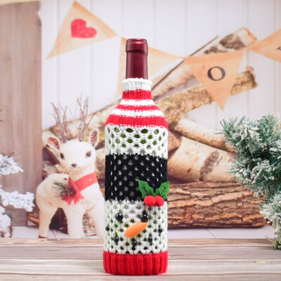 

Christmas Party Red Wine Bottle Cover Bag Case Santa Snow Elk Dinner Gift