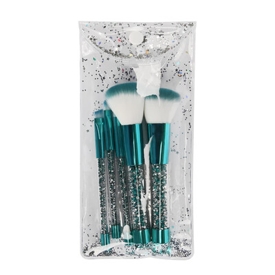 

Makeup Tool Set 5pcsset Blue Gold Diamond Crystal Makeup Brushes Set Shinny Foundation Blending Face Brush