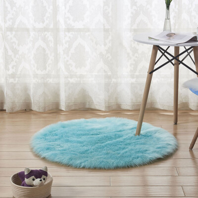 

Gobestart Wool Imitation Sheepskin Rugs Faux Fur Non Slip Bedroom Shaggy Carpet Mats