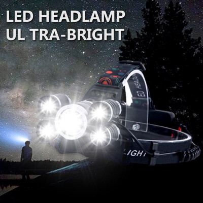 

Premium Head Torch Zoomable 4 Modes 5 LED Rotating USB Rechargeable Waterproof Head Torch for Fishing Hiking Camping