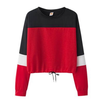 

Women Sweatshirt Fall 2019 Fashion Harajuku Stitching Hoodie Sweatshirt Ladies Long Sleeve Pullover Jumper Tops Sudadera Mujer