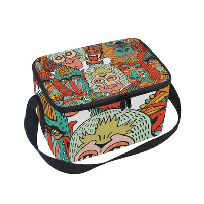 

ALAZA Different Monkey Faces Lunch Box Insulated Lunch Bag Large Cooler Tote Bagfor Men Women