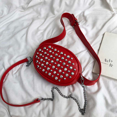 

Tailored Women 2019 New Rivet Shoulder Bag Casual Messenger Bag Fashion Pockets Chest Bag