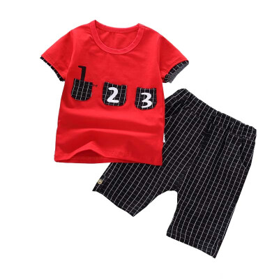 

Boys Clothing Children Summer Boys Clothes Cartoon Kids Boy Clothing Set T-shitPlaid Pants Cotton