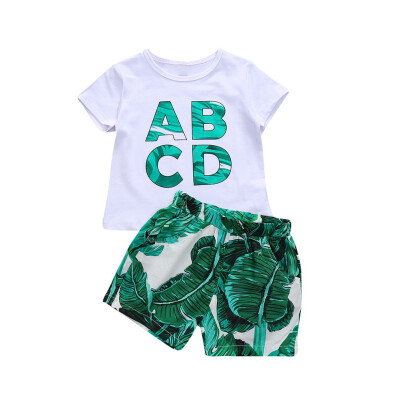 

Summer Baby Boy Clothes Sets Letter Printing Short Sleeve Tops Pants Kits Kids Two-piece Outfit Set