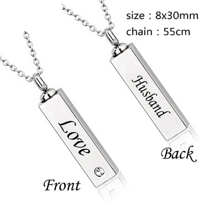 

Square Cylinders Necklace for Ashes Lettering Heart Cremation Memorial Keepsake Pendant Necklace Jewelry Love Commemorative Gift