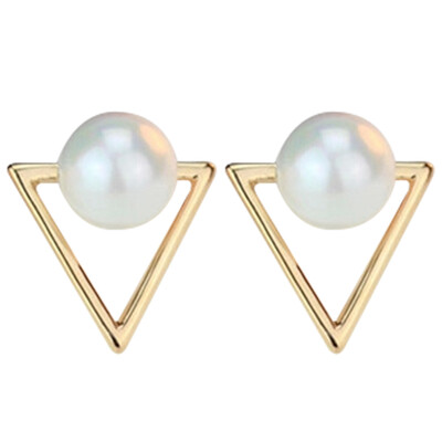 

New Fashion Jewelry Retro Triangle Earrings Personality Geometric Pearl Earrings Female Elegant Bohemian Earrings