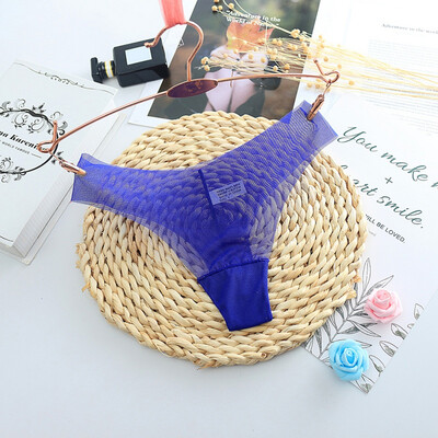 

Women Sexy See Through Lace Briefs Mesh Seamless One-piece Ultra-thin Ladies Panties Sexy Solid Color Low Waist G-String