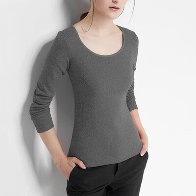 

CANVAUS Winter Cotton Velvet Solid Slim T-shirt O-Neck Long Sleeve T Shirt For Women Ladies Tops Undershirt F537A