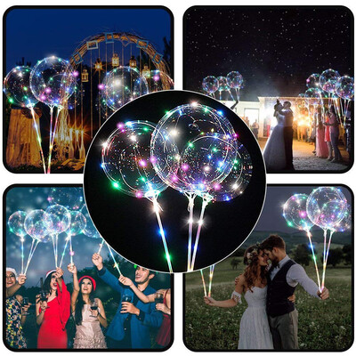 

JPGIF 2pcs Reusable Luminous Led Balloon Transparent Round Bubble Decoration Party Wed