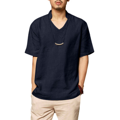 

Tailored Summer Mens Cool And Thin Breathable Collar Hanging Dyed Gradient Cotton Shirt