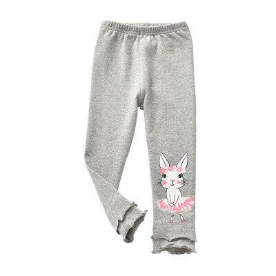 

Autumn Newborn Baby Girls Pants Cotton Leggings Elastic Waist Cartoon Rabbit Design Toddler Bottoms