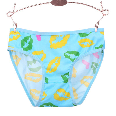 

Hot Sell Fashion Printed Lips Contrast Color Hip Big Size Middle Waist Panties Underwear Women Cotton Briefs Sexy Lingerie