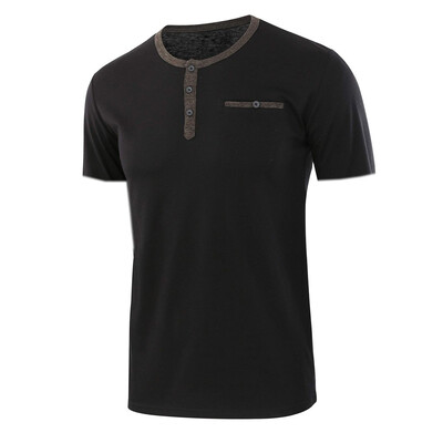 

Toponeto Fashion Mens Baggy Solid Short Sleeve Button O-Neck T Shirts Tops Blouses