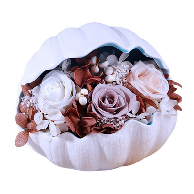 

Valentines Day Lovers Gift Rose Flower With Conch Shells Exquisite Durable Eternal Flower Box Preserved Flower