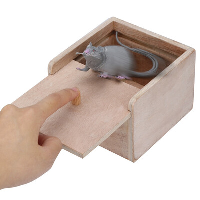 

〖Follure〗April Fools Day a Funny Practical Toy Scare Small Wooden Box With Mouse