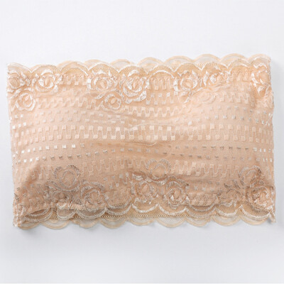 

Women Basic Layering Solid Color Lace Seamless Bra Bandeau Strapless Stretch Bandeau Tube Bra Top Lace With Chest Pad
