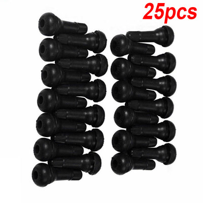 

25Pc Rubber TR413 Snap-In Black Rubber Tire Valve Stems Short Most Popular Valve