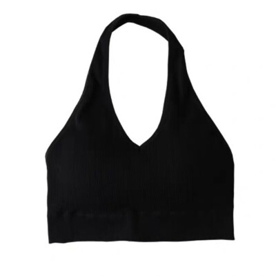 

Women Summer Knitting Tube Tops Halter Backless Bra Top Padded Wrapped Chest Underwear