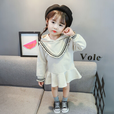 

Toddler Girls Dress Soft Girls Cartoon Print Hooded Sweater Skirt Princess Cute Casual Long Sleeve Dress