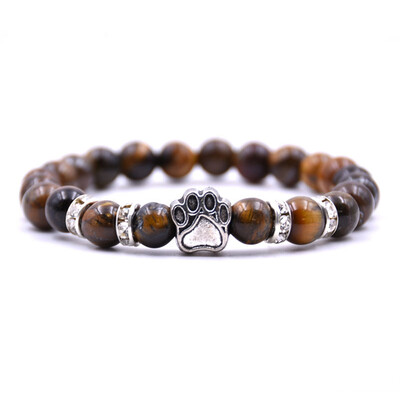 

Stone Bead Yoga Bracelet Dog Hand Paw Elastic Rope Bead Bracelet Fashion Men Women Jewelry