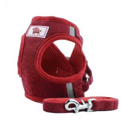 

Pet Dogs Vest Harness Square Corduroy Protective Type Off-The-Shelf Design Pet Chest Strap With Traction Rope