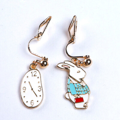 

Fashion Jewelry Earrings Rabbit Ear Studs Pocket Watch Simple Asymmetric Earrings