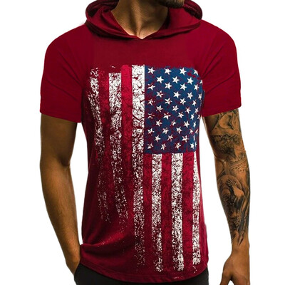 

Toponeto Men Hooded Printed Sports Shirts Pure Cotton Pure Large Open-Forked Male Blouse