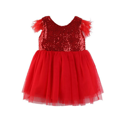 

2019 New Summer Girl Sequin Evening Dress Princess Birthday Party Short Mesh Kids Baby Party Ball Gown Dresses
