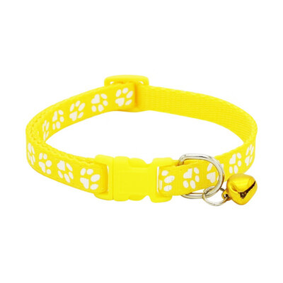 

Cute Pet Collar Dog Cat Pet Accessories Footprint Safety Adjustable Nylon Leash Collars With Bell Pet Supplies