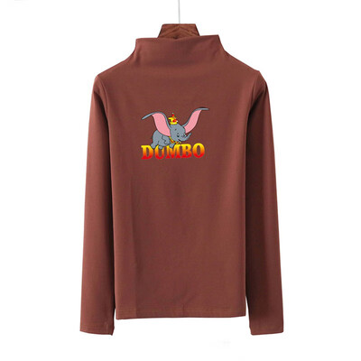 

Autumn Winter t shirt harajuku tshirt New Cartoon Print Thick T-shirts Korean Style Turtleneck Long-sleeved Women Tops