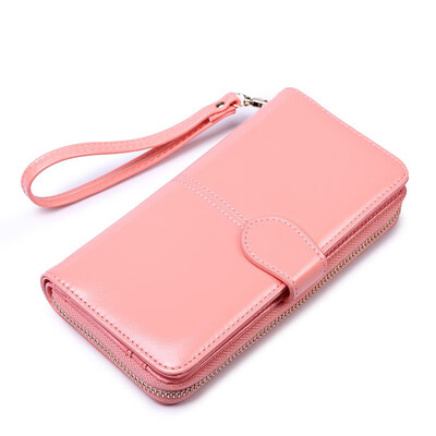 

LKX Long Womens Leather Wallet High-performance Clutch Womens Zipper Wallet Female Mini Coin Pocket Card Money Clip