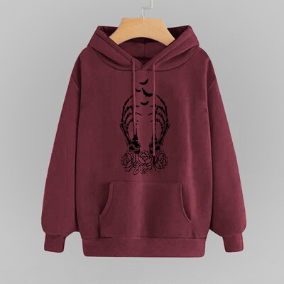 

Tailored Women Print Long Sleeve Casual Hooded Casual Pullover Top Blouse