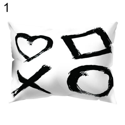 

Black White Heart Circle Throw Pillow Case Cushion Cover Sofa Bedding Articles