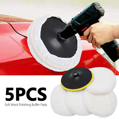 

5Pcs 7 180mm Soft Wool Polishing Buffer Pads Gross Polish Kit For Car Polisher