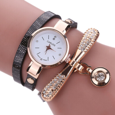 

New Fashion Bracelet Watches Shiny Leather Rhinestone Watch With Pendant Women Accessories