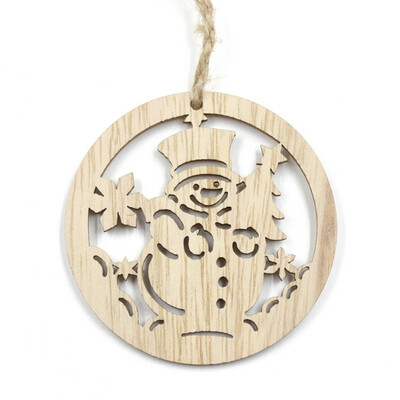 

6PCS Round Wooden Hanging Decoration Christmas Tree Decoration Festive Party Supplies