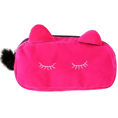 

Colorful Cartoon Cat Design Coin Storage Case Travel Makeup Flannel Pouch Cosmetic Bag