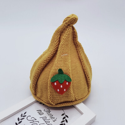 

Newborn Cute Autumn Winter Kids Hats Girls Kids Baby Boys Strawberry Pattern Hats Knitted Wool Hemming Caps