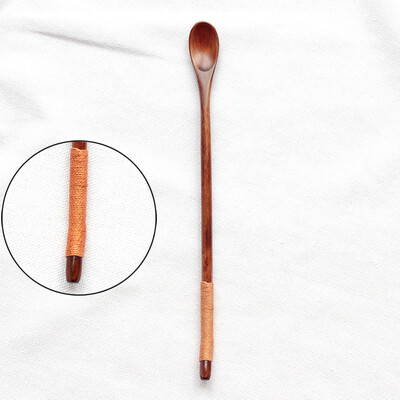 

Toponeto Natural Long Handle Stirring Wood Spoons for Drink Dessert Honey Coffee