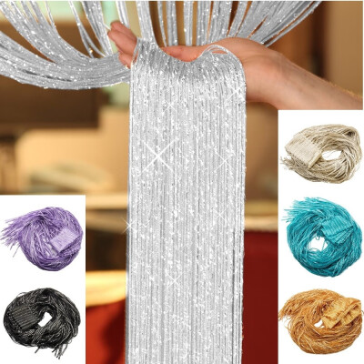 

200cm100cm Fly Screen Scarf Sparkle Window Valance Panel Tassel Divider Curtain Line String Home Door