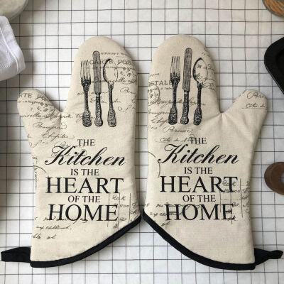 

2pcs Cotton Oven Glove Heatproof Mitten Kitchen Cooking Microwave Oven Mitt