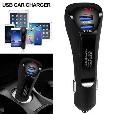 

Multifunctional digital display car charger with dual USB interface