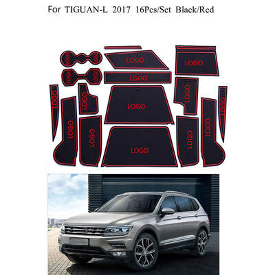 

16PCSSet Replacement for Tiguan- 2017 Gate Slot Pad Non-slip Cup Mats Anti Slip Door Groove Mat Car Accessories
