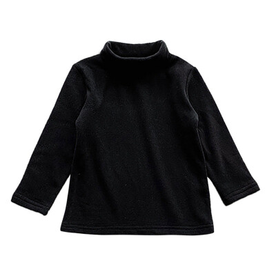 

Super Warm Plus Velvet Tops Winter Baby Kids Girls Solid Color High Collar Blouse Long Sleeves T-shirt Sweatshirt