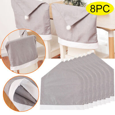 

Tailored 8PC Christmas Chair Cover Grey Non-woven Christmas Decoration Chairs Protection