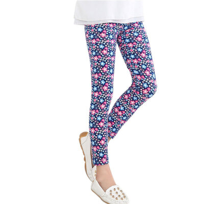 

Baby Kids Girls 2-14Y Leggings Pants Flower Floral Printed Elastic Long Trousers