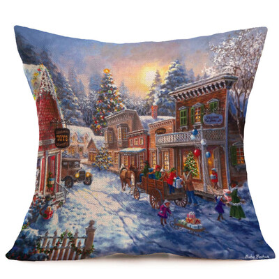 

〖Follure〗Merry Christmas Linen Pillow Cases Sofa Cushion Cover Home Decoration