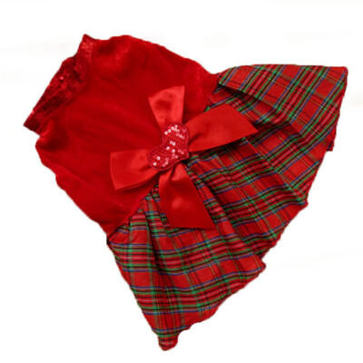 

Lovely Christmas Pet Dress Dog Clothes Warm Small Dog Medium Cat Yorkshire Dress